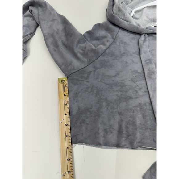 Quiet Storm Womens Sweatshirt Size Medium Gray Tye-Dye Pullover Hooded Cropped - Picture 10 of 14